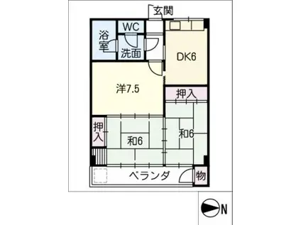 藤友ビル(3DK/2階)の間取り写真