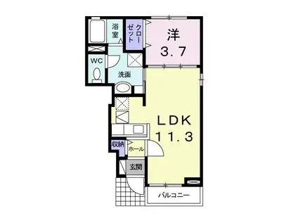 ヴェルドミールホンマIII(1LDK/1階)の間取り写真