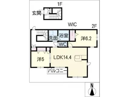 フェニックス八事(2LDK/2階)の間取り写真
