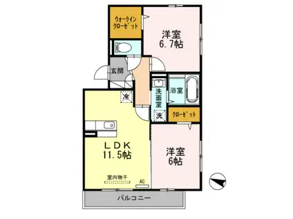 コウジィーコート(2LDK/2階)の間取り写真