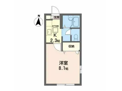 フローラル・ヴィラ(1K/1階)の間取り写真