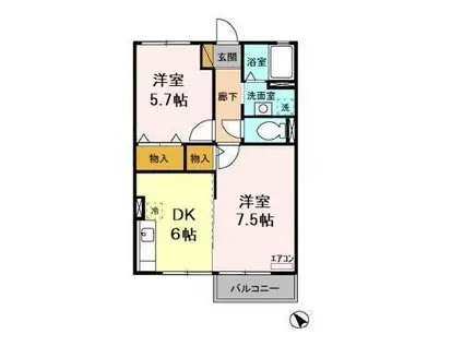 メゾンエクレール(2DK/2階)の間取り写真