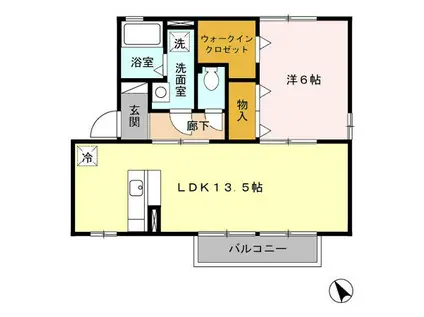 ウィルモア東山(1LDK/2階)の間取り写真