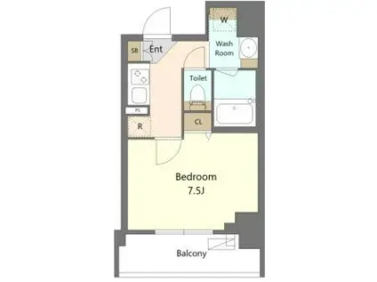 S-RESIDENCE新宿早稲田AVELIS(1K/2階)の間取り写真