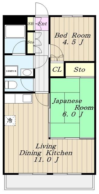 アルデール枡形(2LDK/2階)の間取り写真