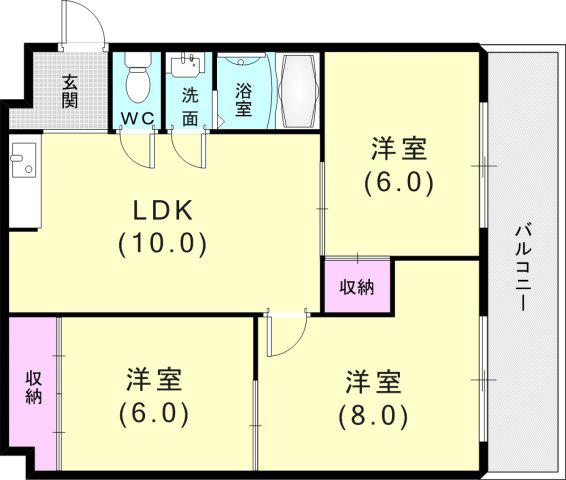 ダイバーシティ神戸長田A棟(3LDK/3階)の間取り写真