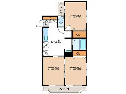 コーポ峰(3DK/3階)の間取り写真