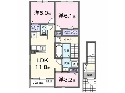 ブライトガーデンA(3LDK/2階)の間取り写真