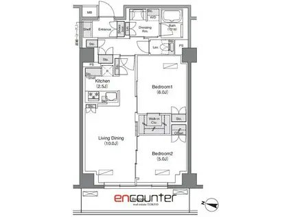 ソライエアイル練馬北町(2LDK/2階)の間取り写真