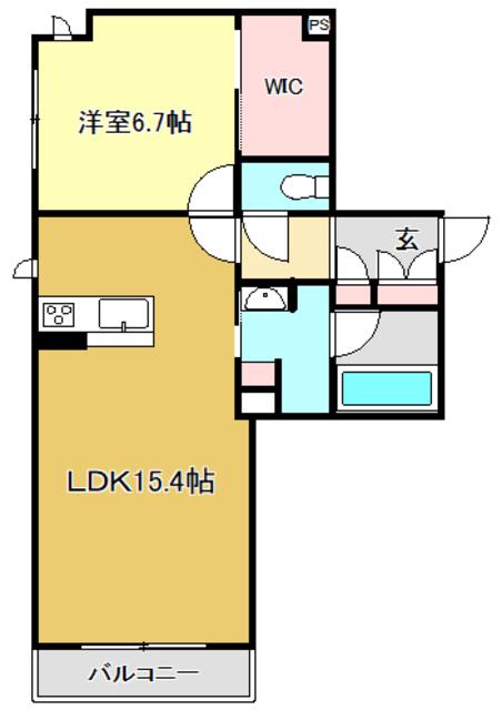 シャーメゾン 四季彩(1LDK/2階)の間取り写真