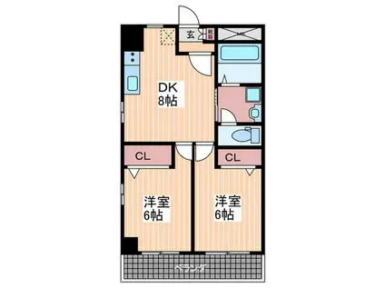 ラ・フォレスタ(2DK/4階)の間取り写真