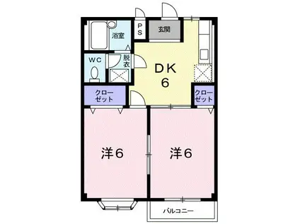 エルディムSUZUKI I(2DK/2階)の間取り写真