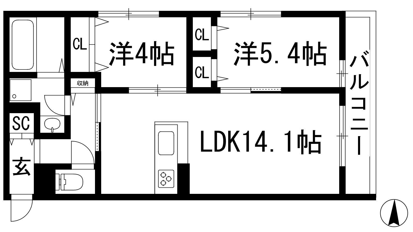 D-RESIDENCE宇保町(2LDK/1階)の間取り写真