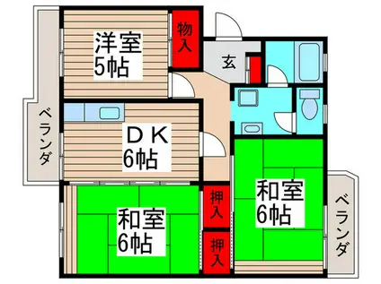 キャステル平田(3DK/2階)の間取り写真