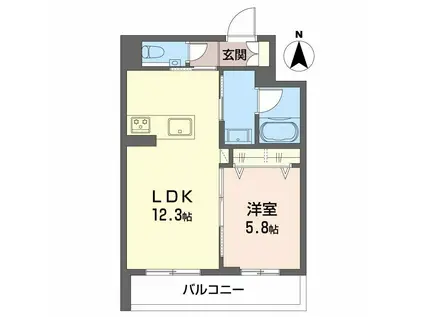 ウイングズドエル(1LDK/2階)の間取り写真