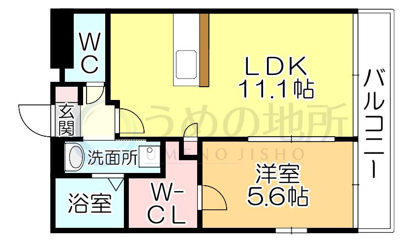 ソフィア21合川(1LDK/1階)の間取り写真