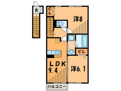 グリーンデューク(2LDK/2階)の間取り写真