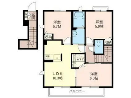 グラン エスパシオIX(3LDK/2階)の間取り写真