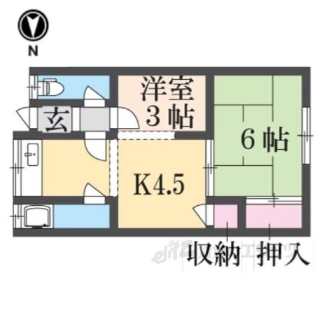 奥野アパート(2DK/1階)の間取り写真