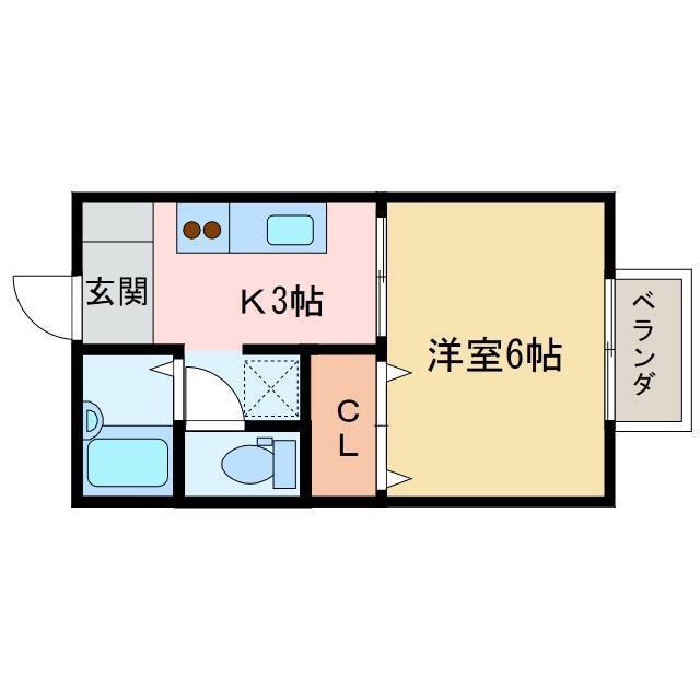 ルカハウス庄内(1K/2階)の間取り写真