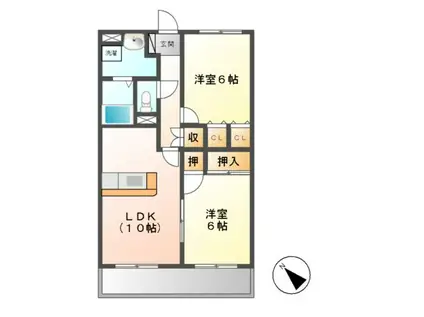 エスポワールM(2LDK/2階)の間取り写真