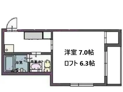 グラビティハイツIN台原(1K/2階)の間取り写真