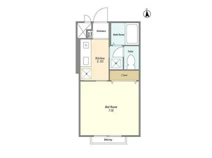 ベーシックハイツ奥沢(1K/2階)の間取り写真