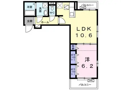 グランド ソレーユ(1LDK/1階)の間取り写真