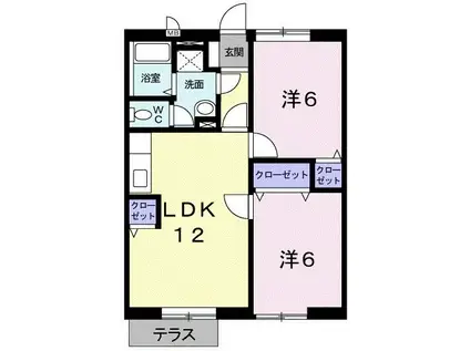 サンヒルズC(2LDK/1階)の間取り写真