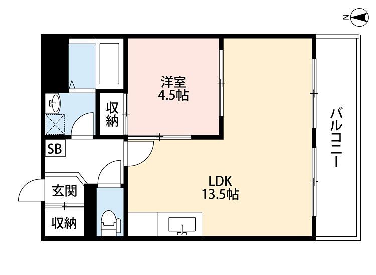 シャルム高塚(1LDK/4階)の間取り写真