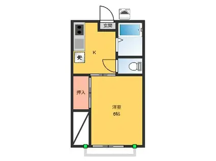 白幡ハイツA棟(1K/2階)の間取り写真