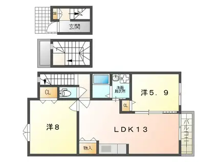 レジデンス・ブルーローズ(2LDK/3階)の間取り写真