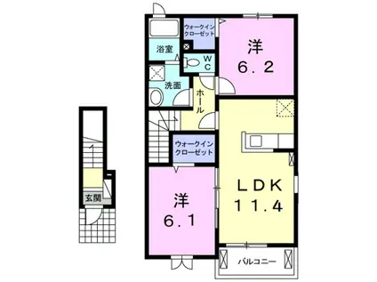 アルバーダ B(2LDK/2階)の間取り写真