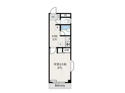 サンライズM(1K/2階)の間取り写真