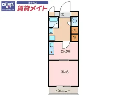 K`Sガーデン(1DK/3階)の間取り写真