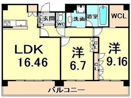 エレガンス甲子園(2LDK/4階)の間取り写真