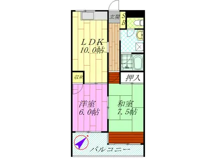 パレドール・イースト(2DK/2階)の間取り写真