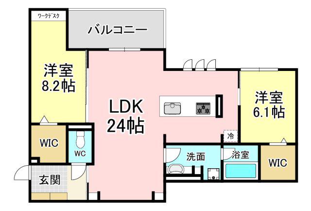 DROOM八幡駅前(2LDK/3階)の間取り写真