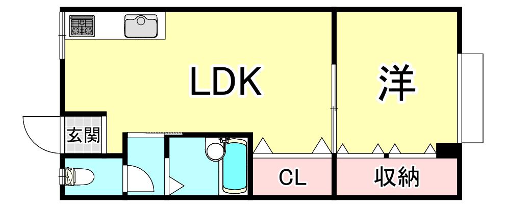 汐見ケ丘ハウス(1LDK/1階)の間取り写真