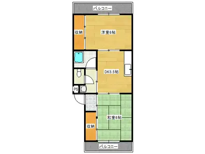 南観音プラウズ(2DK/1階)の間取り写真