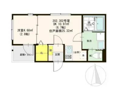 ルアーナ千林清水(1DK/2階)の間取り写真