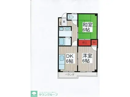 マンション勝(2DK/2階)の間取り写真