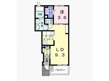 ソレアード・ニシキ II(1K/1階)の間取り写真