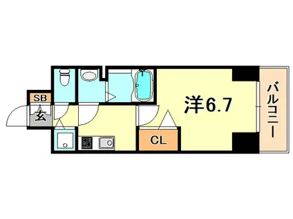 プレサンスKOBEシフォン(1K/10階)の間取り写真