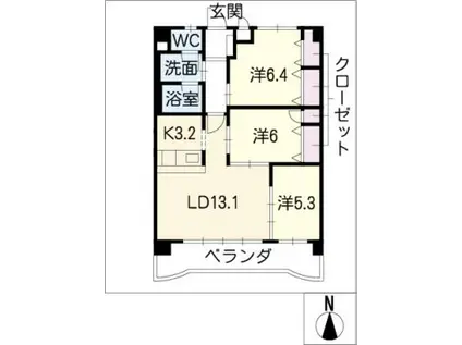 グレースシノキ 7(3LDK/6階)の間取り写真