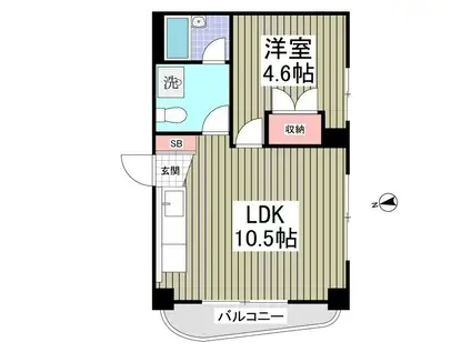 プラネットイースト(1LDK/4階)の間取り写真