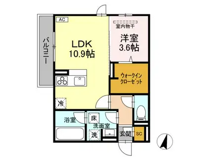 D-ROOMCIX(1LDK/1階)の間取り写真