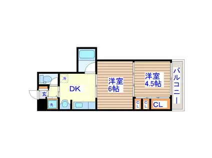 クレスト連坊(2DK/2階)の間取り写真
