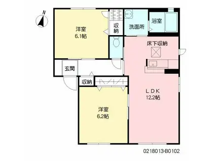 グリーンパーク大刀洗 B棟(2LDK/1階)の間取り写真