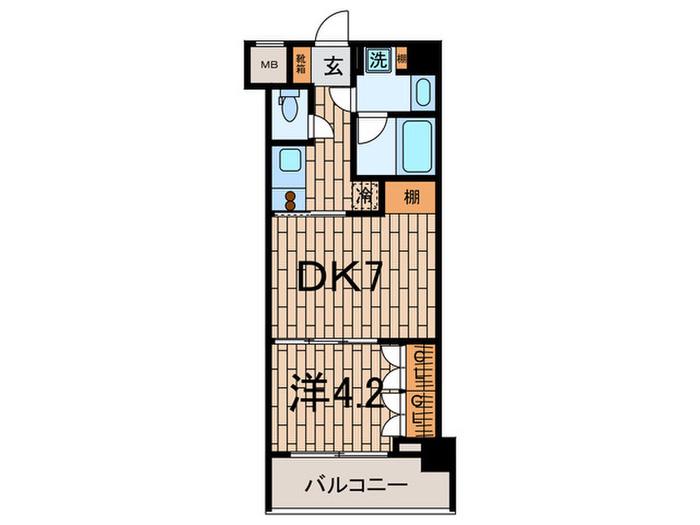 レジディア池尻大橋(1DK/6階)の間取り写真